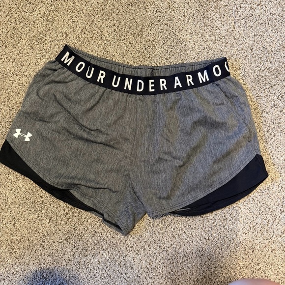 Under Armour Pants - Under Armour Women's Gray and Black Athletic Shorts